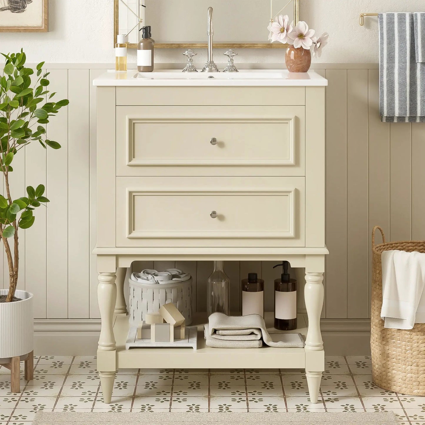 Bathroom Vanity Sink and Two Drawers Storage