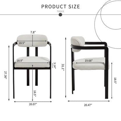 Dining Arm Chairs (Set of 2) with beige upholstered seats and black metal frames on Tampa Home & Garden Store