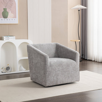 Nice Modern Upholstered Barrel Armchair in light gray fabric by HouseOfZazla, 360° swivel on Tampa Home & Garden Store