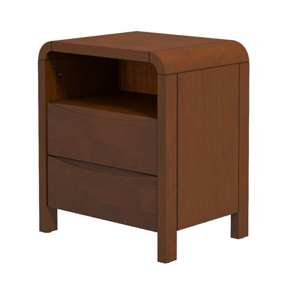 Brown solid wood 2-drawer nightstand by HouseOfZazla with rounded top edges on Tampa Home & Garden Store