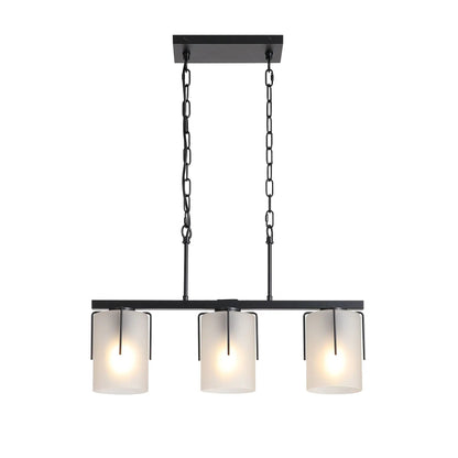 Adjustable cylindrical pendant light with frosted glass shades and black metal on Tampa Home & Garden Store