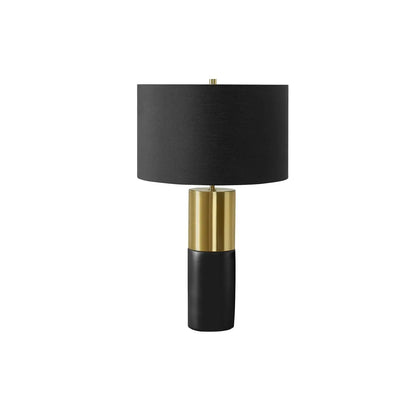 Table lamp with black fabric shade, gold metal stem, and base by Unique Piece Furniture on Tampa Home & Garden Store