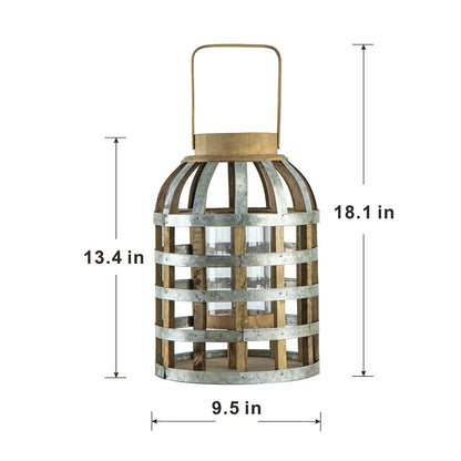 Decorative wooden lantern with metal bands and handle for indoor outdoor use HouseOfZazla on Tampa Home & Garden Store