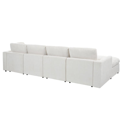 U-Style 130.3 6-Seater modular sectional sofa in cream fabric with low-profile arms by HouseOfZazla on Tampa Home & Garden Store