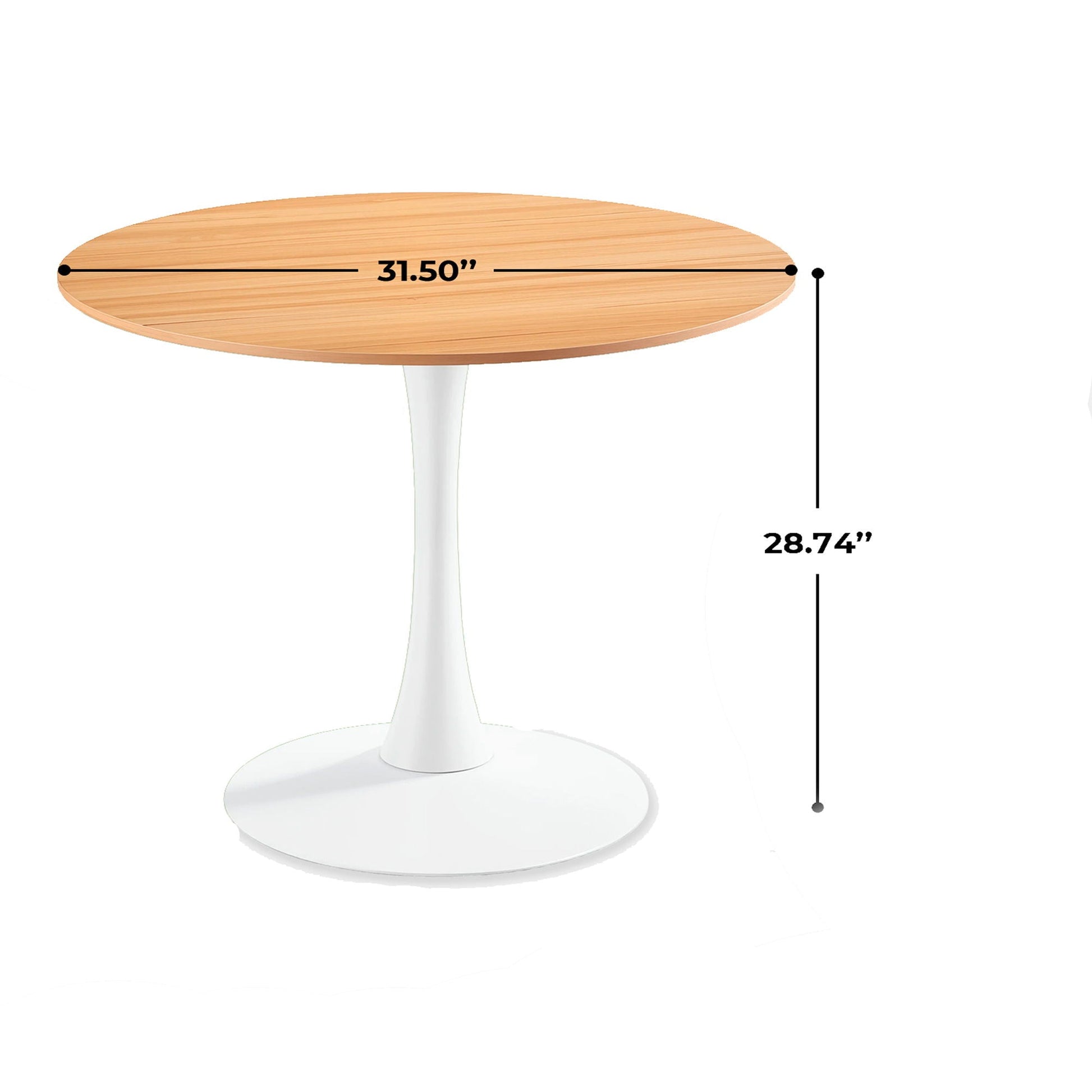 Tulip dining table with round top and white pedestal base by HouseOfZazla, 31.50 dia on Tampa Home & Garden Store