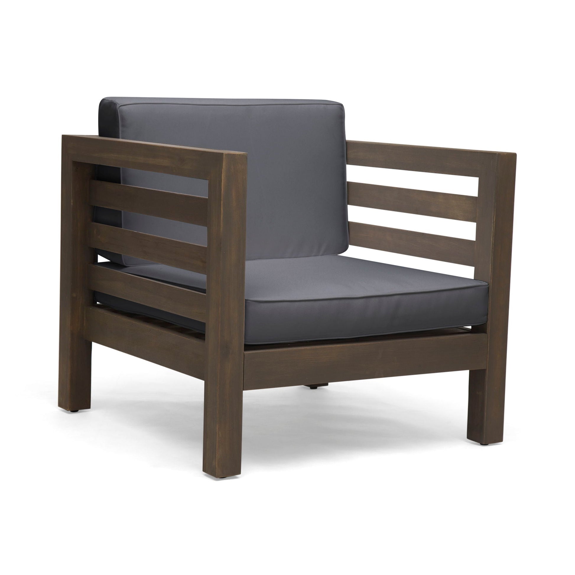 Outdoor Acacia Wood Patio Arm Chair with fabric cushion by HouseOfZazla on Tampa Home & Garden Store