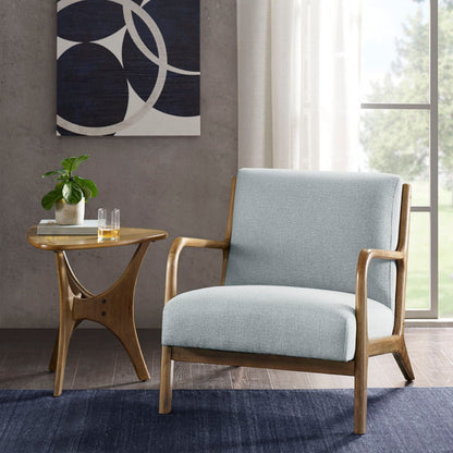 Mid-Century Style Lounge Chairs with light blue upholstery and wooden frames (pair) HouseOfZazla on Tampa Home & Garden Store