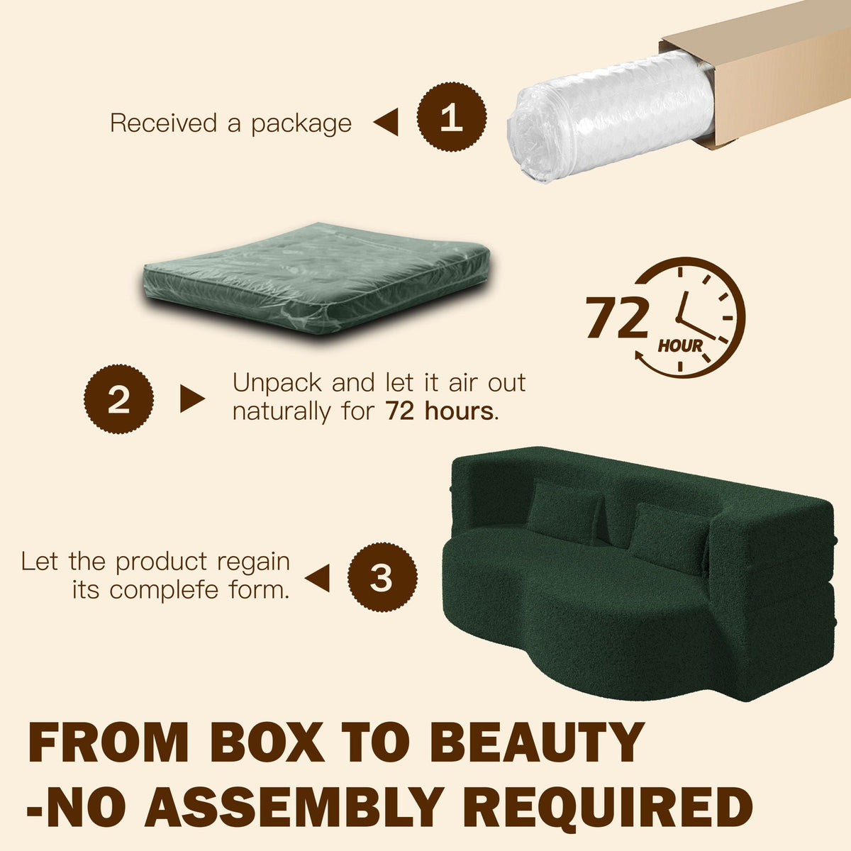 Modern Floor Sleeper Sofa Bed And Two Pillows