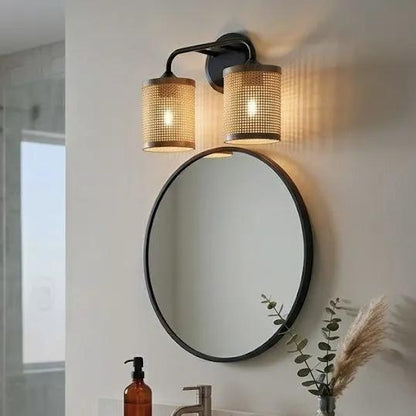 Quell Double Light Vanity with Natural Shade Lamp