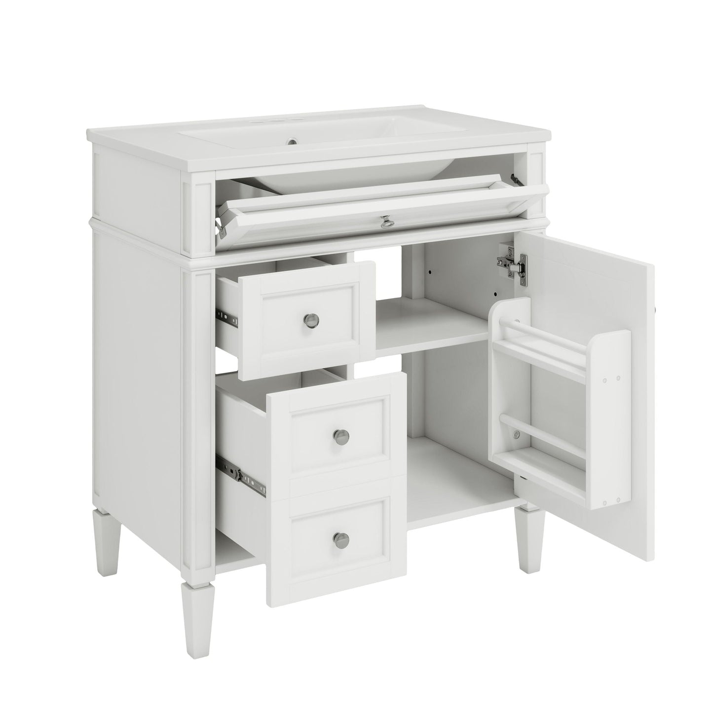 Bathroom Vanity With Top Sink white modern storage cabinet with 2 drawers HouseOfZazla on Tampa Home & Garden Store