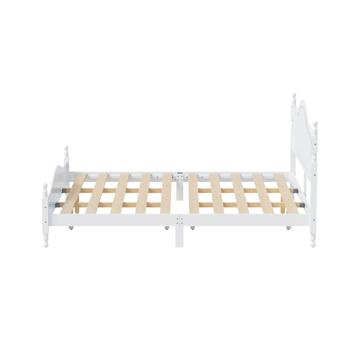 Retro King Wooden Platform Bed with Headboard