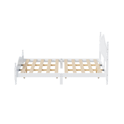 Retro King Wooden Platform Bed with Headboard