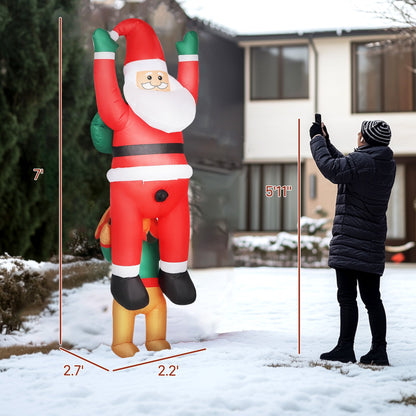 7ft Hanging Xmas Inflatable Santa w/ Dog, red/white, green gloves by HouseOfZazla on Tampa Home & Garden Store