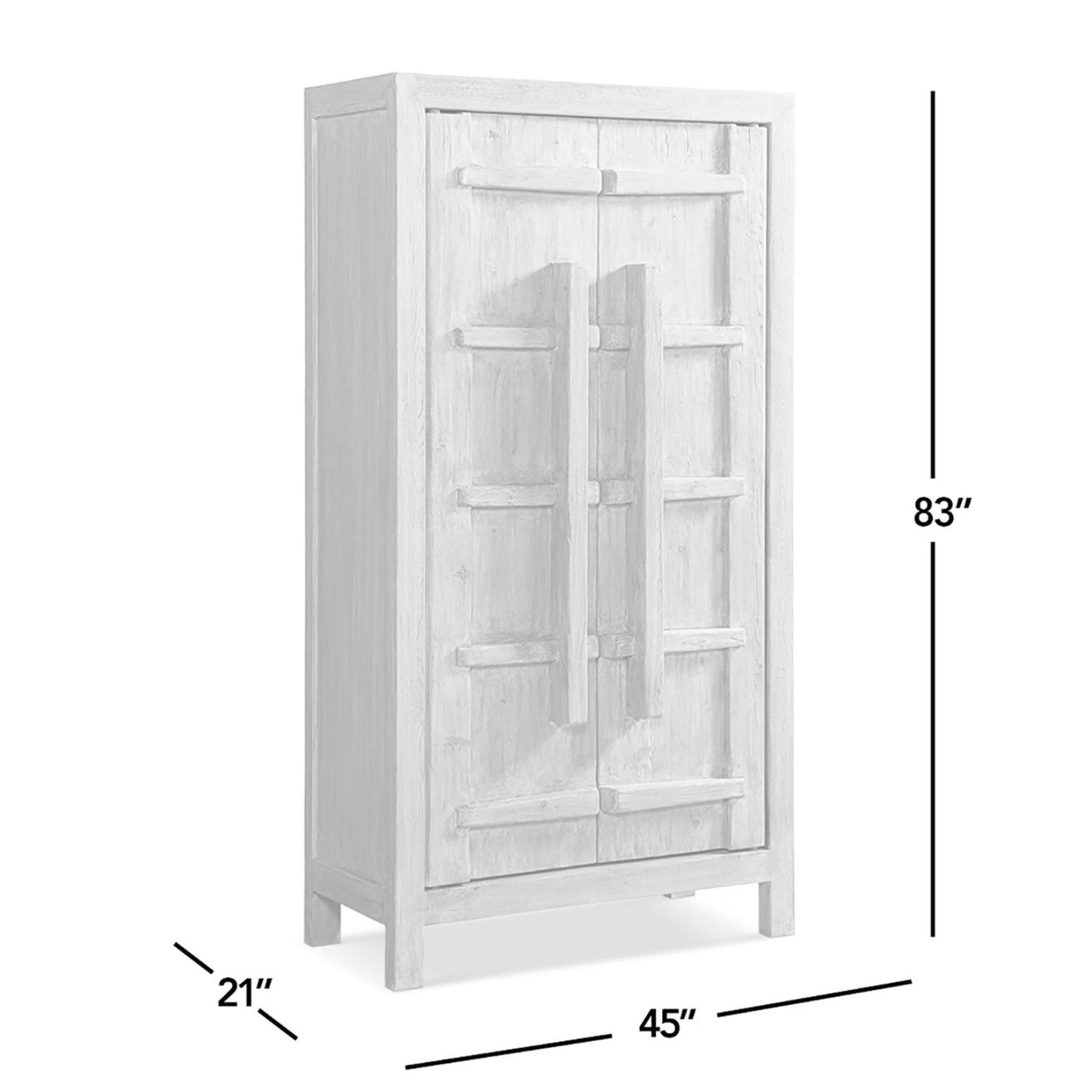 Rowan storage cabinet with double doors in natural wood finish, 83 in tall accent cabinet on Tampa Home & Garden Store