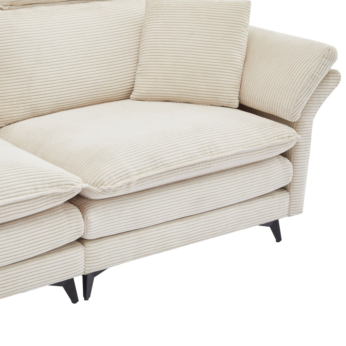 Modern Deep Seat Sectional Sofa With Ottoman in beige corduroy, HouseOfZazla 3-piece set on Tampa Home & Garden Store