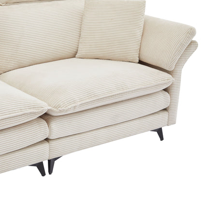 Modern Deep Seat Sectional Sofa With Ottoman in beige corduroy, HouseOfZazla 3-piece set on Tampa Home & Garden Store