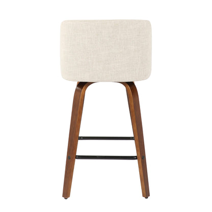 Counter stools set of 2 with walnut wood legs, cream fabric, square footrest by HouseOfZazla on Tampa Home & Garden Store