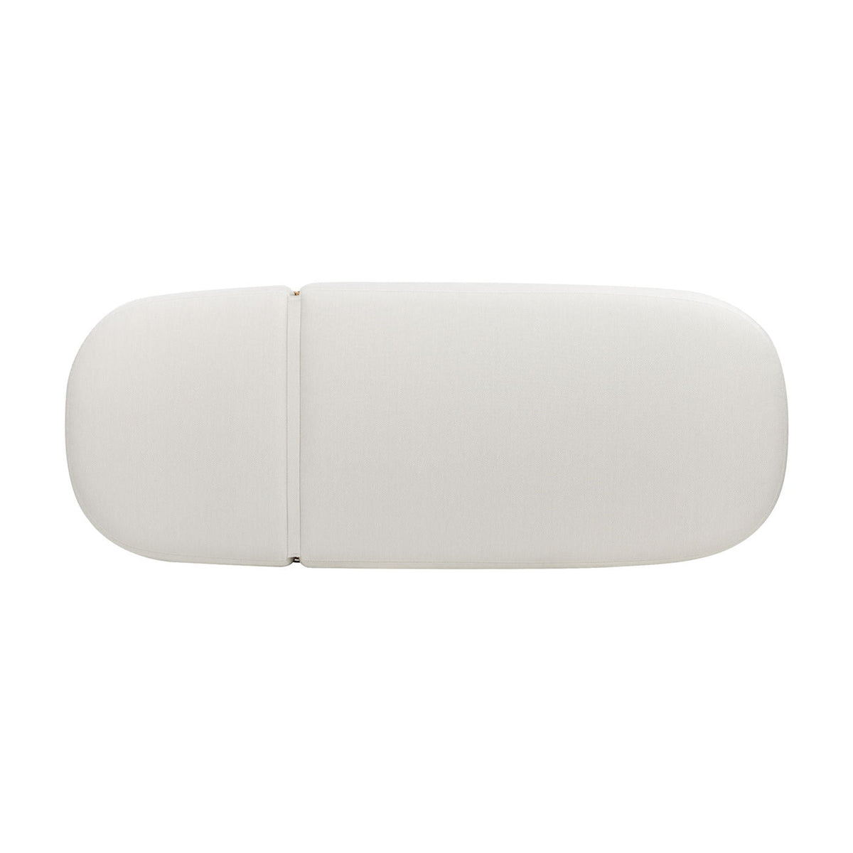 Sunbrella upholstered patio chaise cushion in cream with rounded ends and center seam on Tampa Home & Garden Store