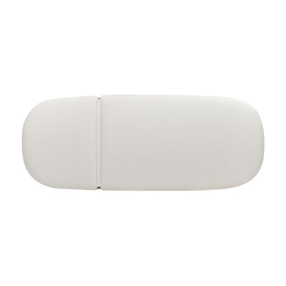 Sunbrella upholstered patio chaise cushion in cream with rounded ends and center seam on Tampa Home & Garden Store