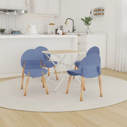 4-piece blue outdoor chair set with folding square table and wooden legs on Tampa Home & Garden Store