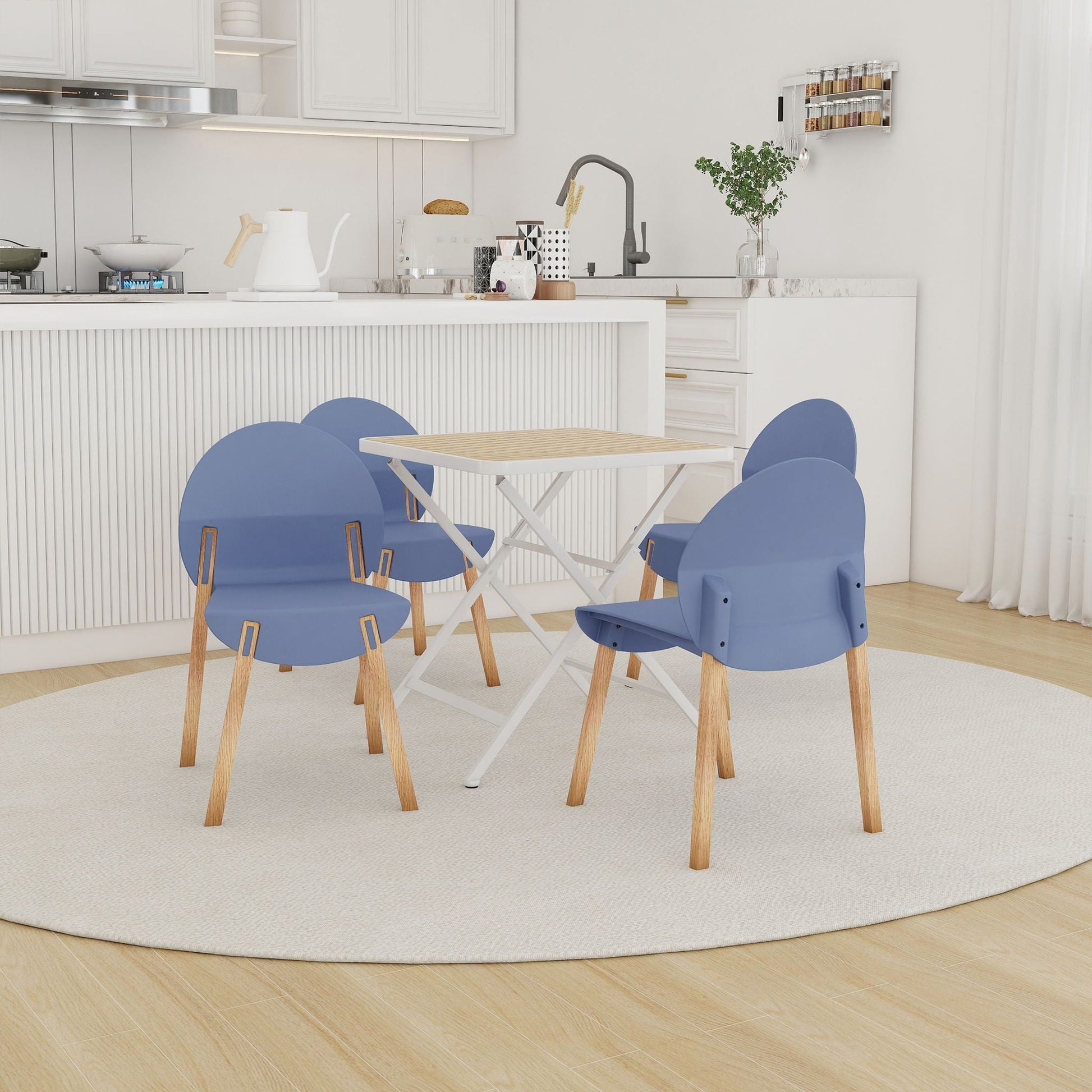 4pc outdoor folding square table with blue chairs HouseOfZazla on Tampa Home & Garden Store