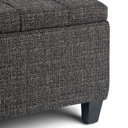 Harrison Tufted Lift Top Storage Ottoman in dark tweed fabric with black legs on Tampa Home & Garden Store
