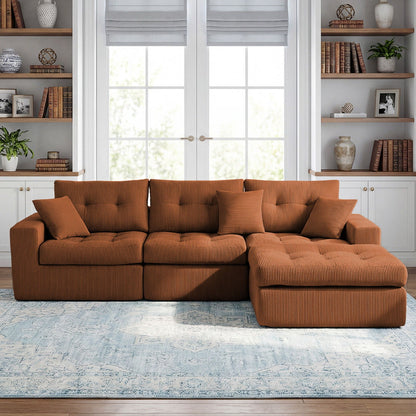 Corner Chaise L-shaped sectional sofa bed in corduroy, 2-piece living room set HouseOfZazla on Tampa Home & Garden Store