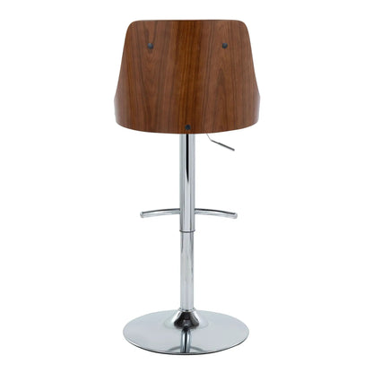 Gianna adjustable barstool set of 2 with swivel, wood seat and chrome pedestal base on Tampa Home & Garden Store