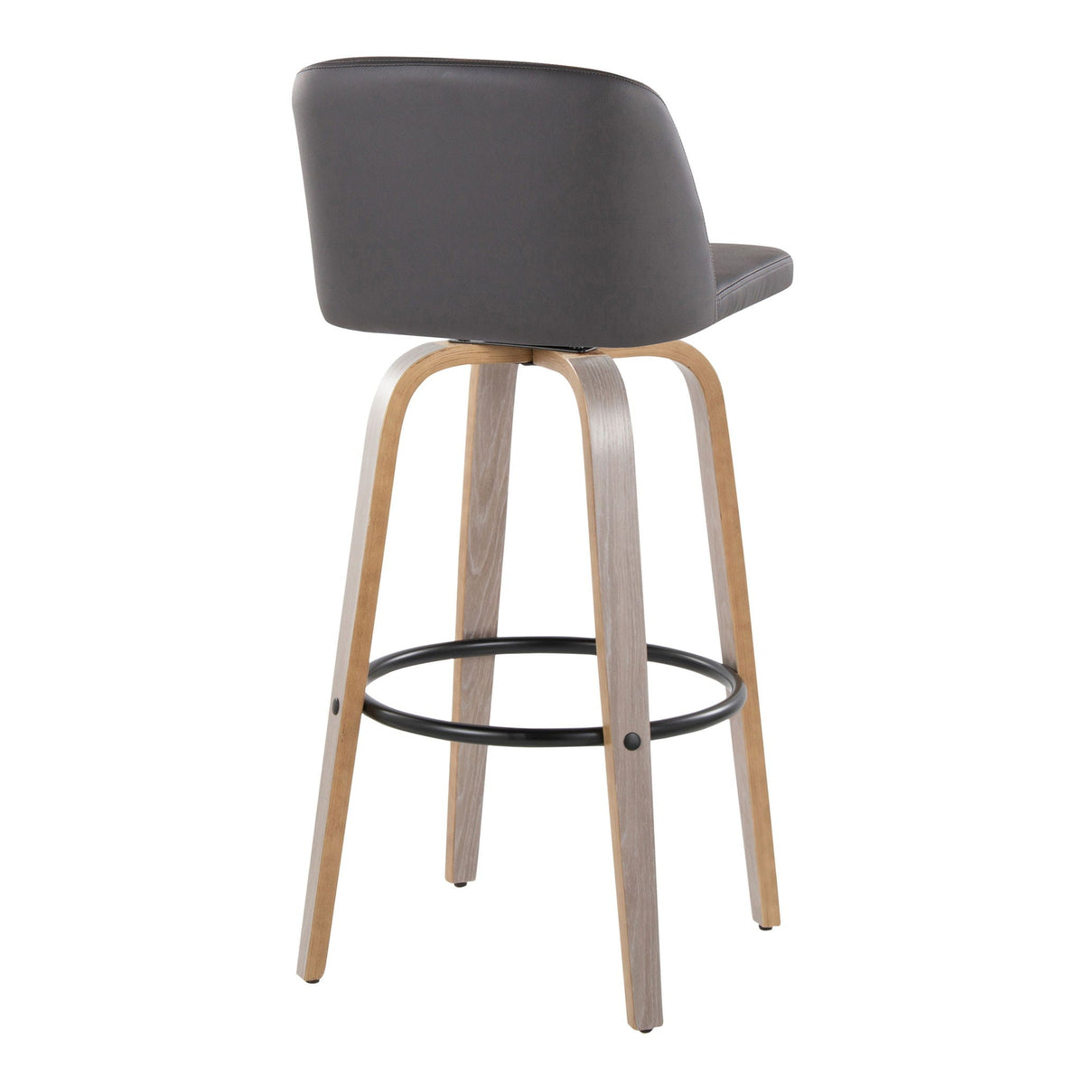 Bar stool set, mid-century modern fixed-height, grey upholstery, circular footrest HouseOfZazla on Tampa Home & Garden Store
