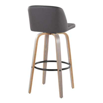 Bar stool set, mid-century modern fixed-height, grey upholstery, circular footrest HouseOfZazla on Tampa Home & Garden Store