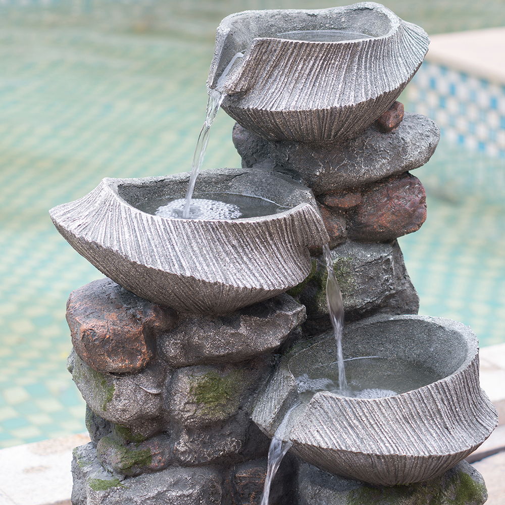 Cascading Rock Water Fountain With Led Lights