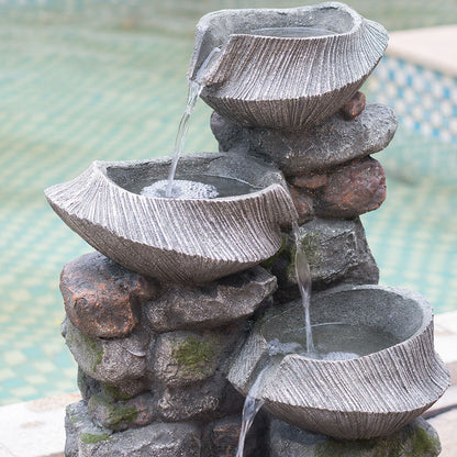 Cascading Rock Water Fountain With Led Lights