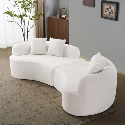 Curved 4-Seater full compression sponge sofa by HouseOfZazla in white textured upholstery on Tampa Home & Garden Store