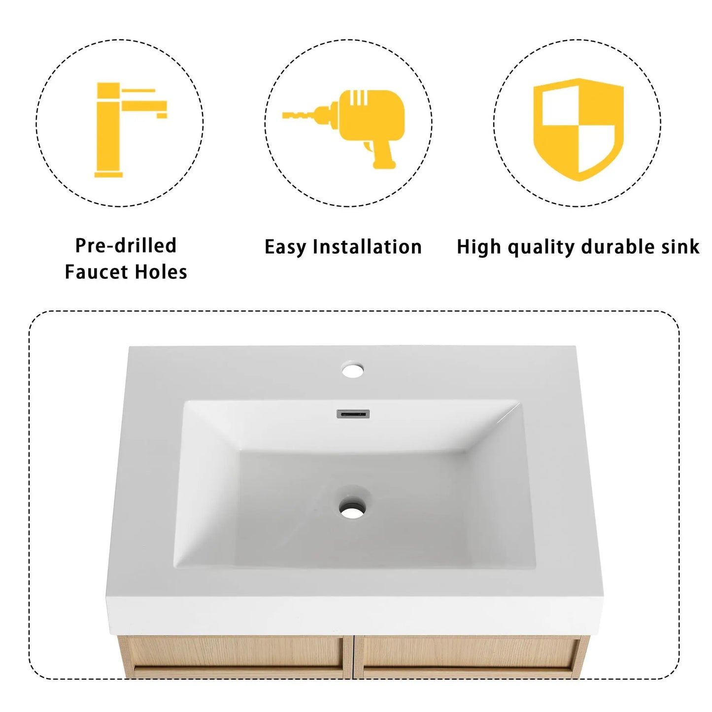 Freestanding Bathroom Vanity with Resin Sink
