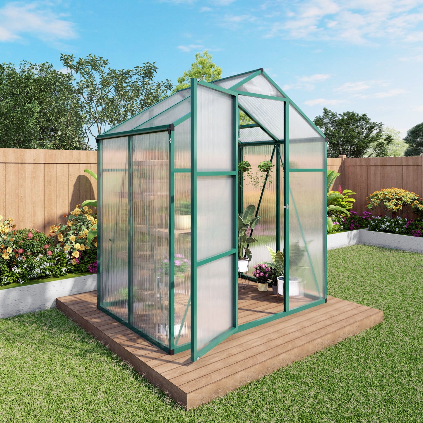 Strong Polycarbonate Walk In Greenhouse and Porch