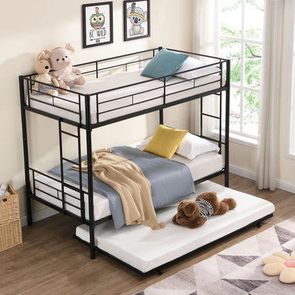 Modern Metal Frame Bunk Bed With Trundle