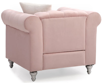 Contemporary pink velvet lounge chair with tufted rolled arms by HouseOfZazla armchair on Tampa Home & Garden Store