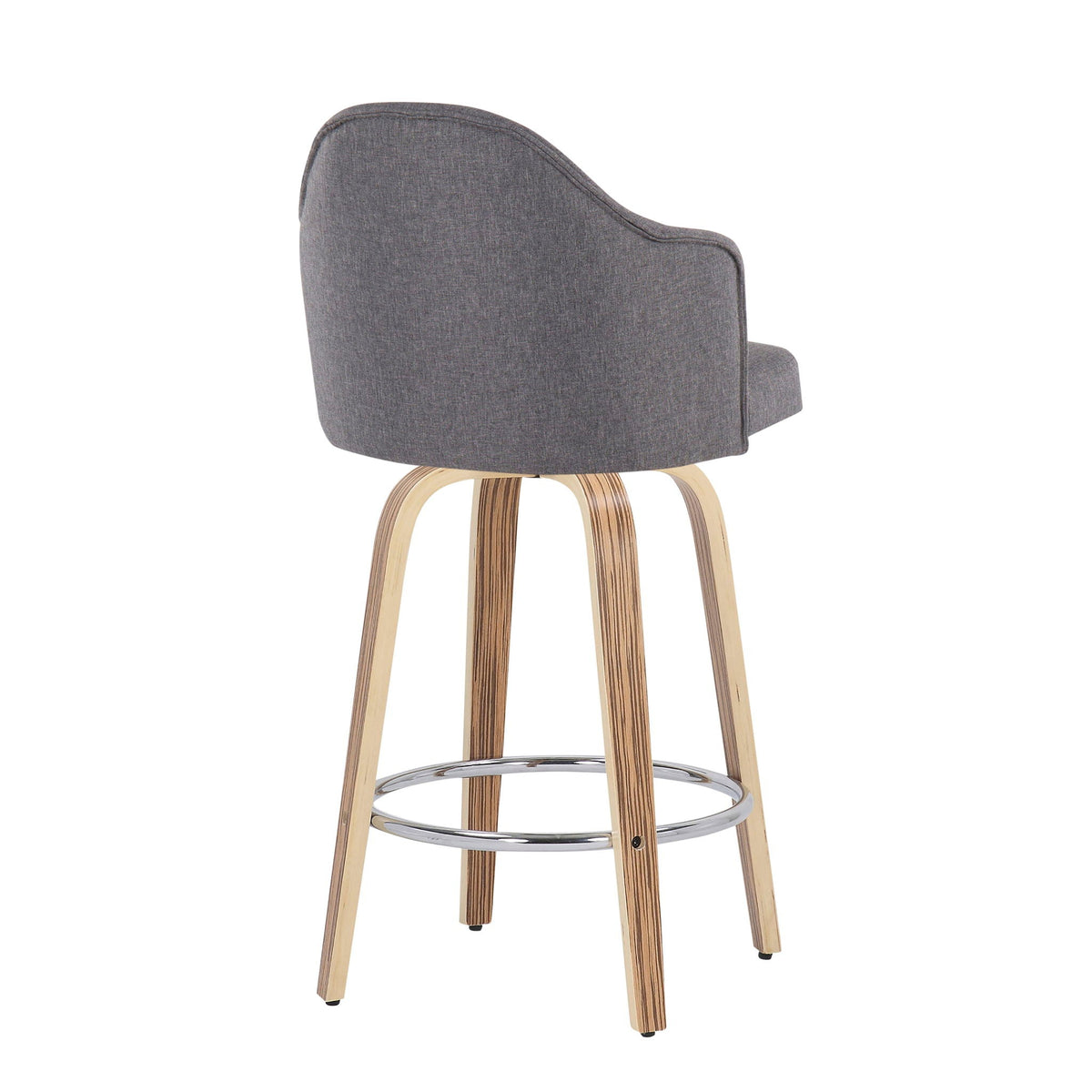 Ahoy Mid-Century Modern Counter Stool gray upholstery curved back wood legs set of 2 on Tampa Home & Garden Store