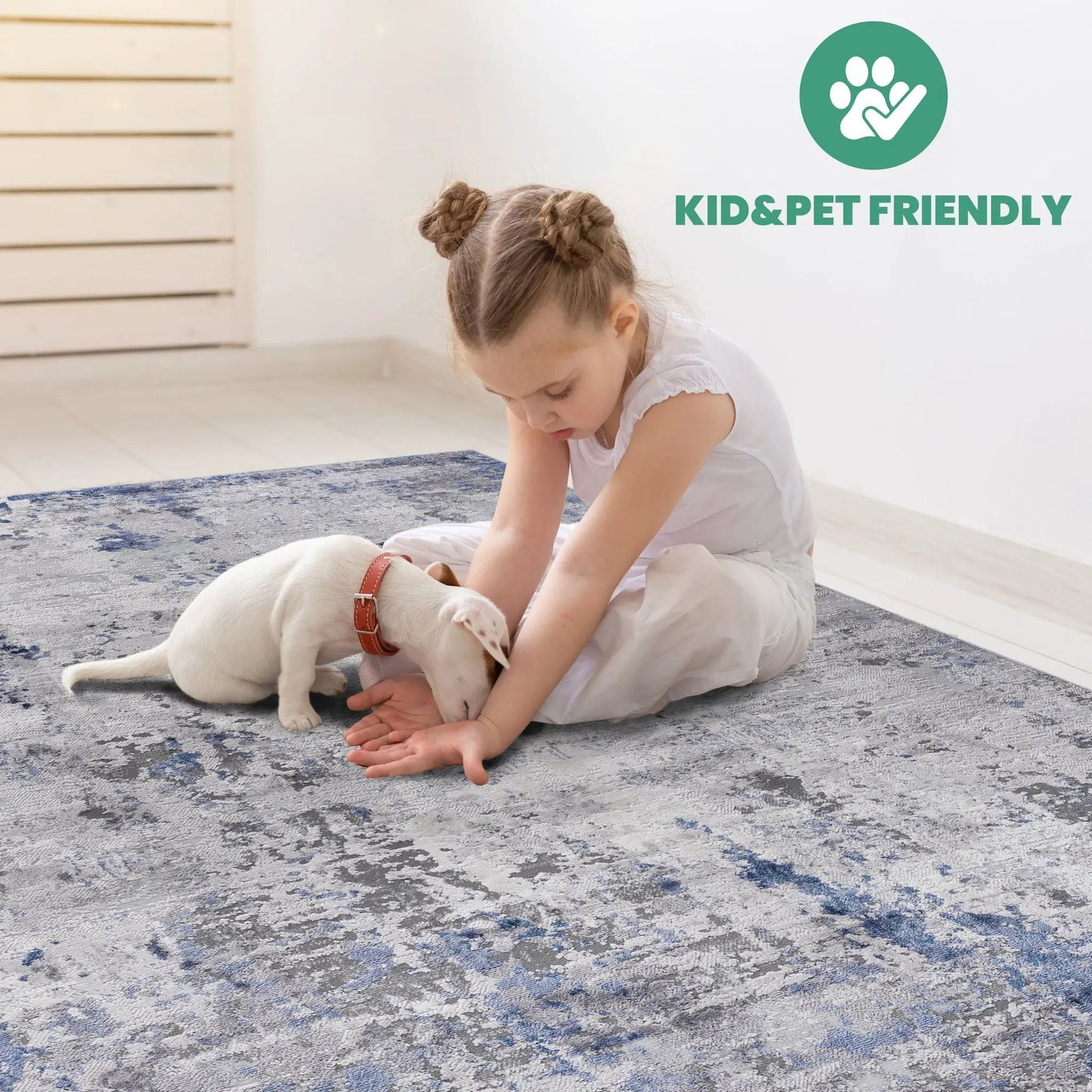 Marfi Abstract Rug blue-gray abstract-pattern area rug; kid & pet friendly on Tampa Home & Garden Store