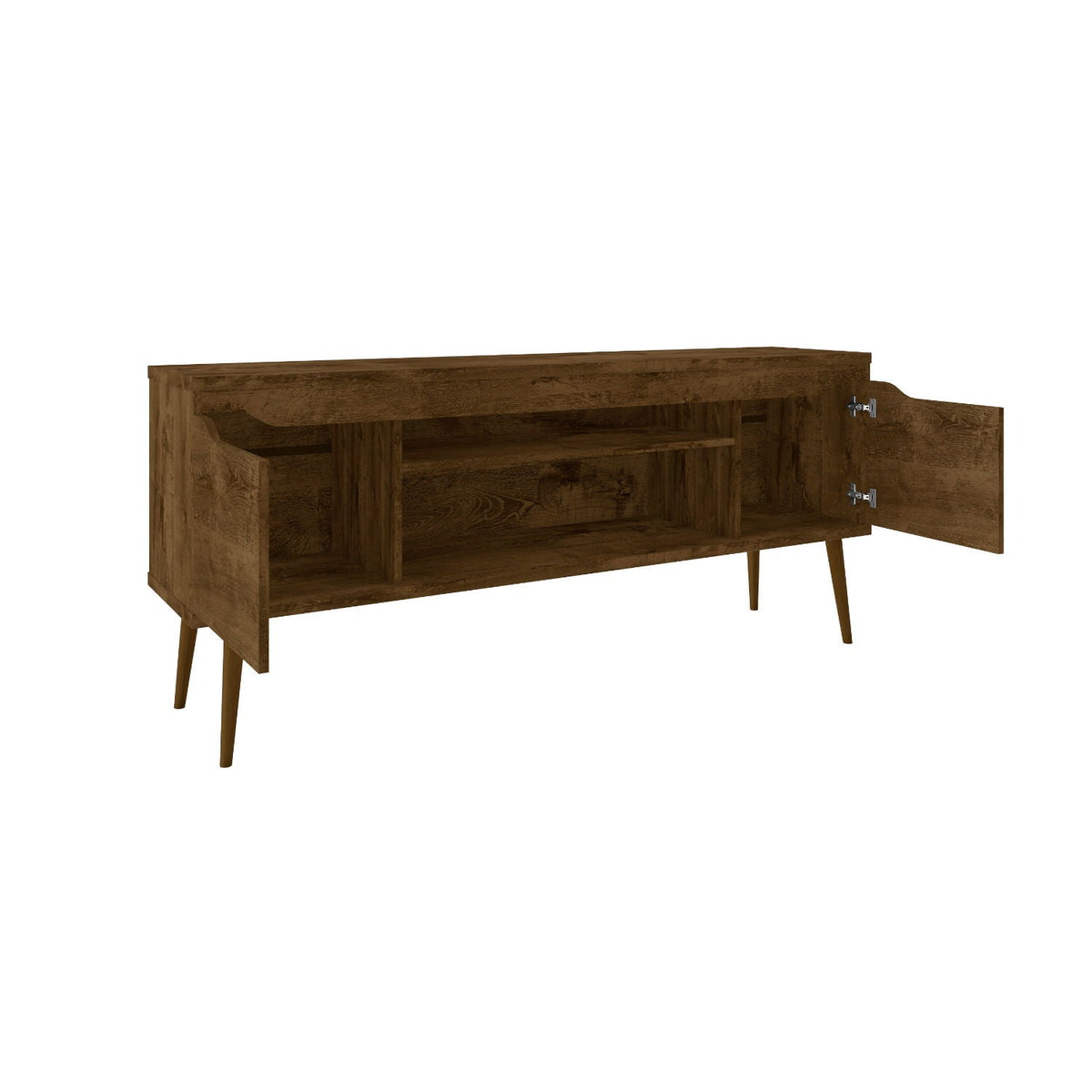 Bradley Modern TV Stand with concealed storage in brown wood finish HouseOfZazla on Tampa Home & Garden Store