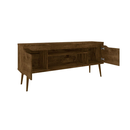 Bradley Modern TV Stand with concealed storage in brown wood finish HouseOfZazla on Tampa Home & Garden Store