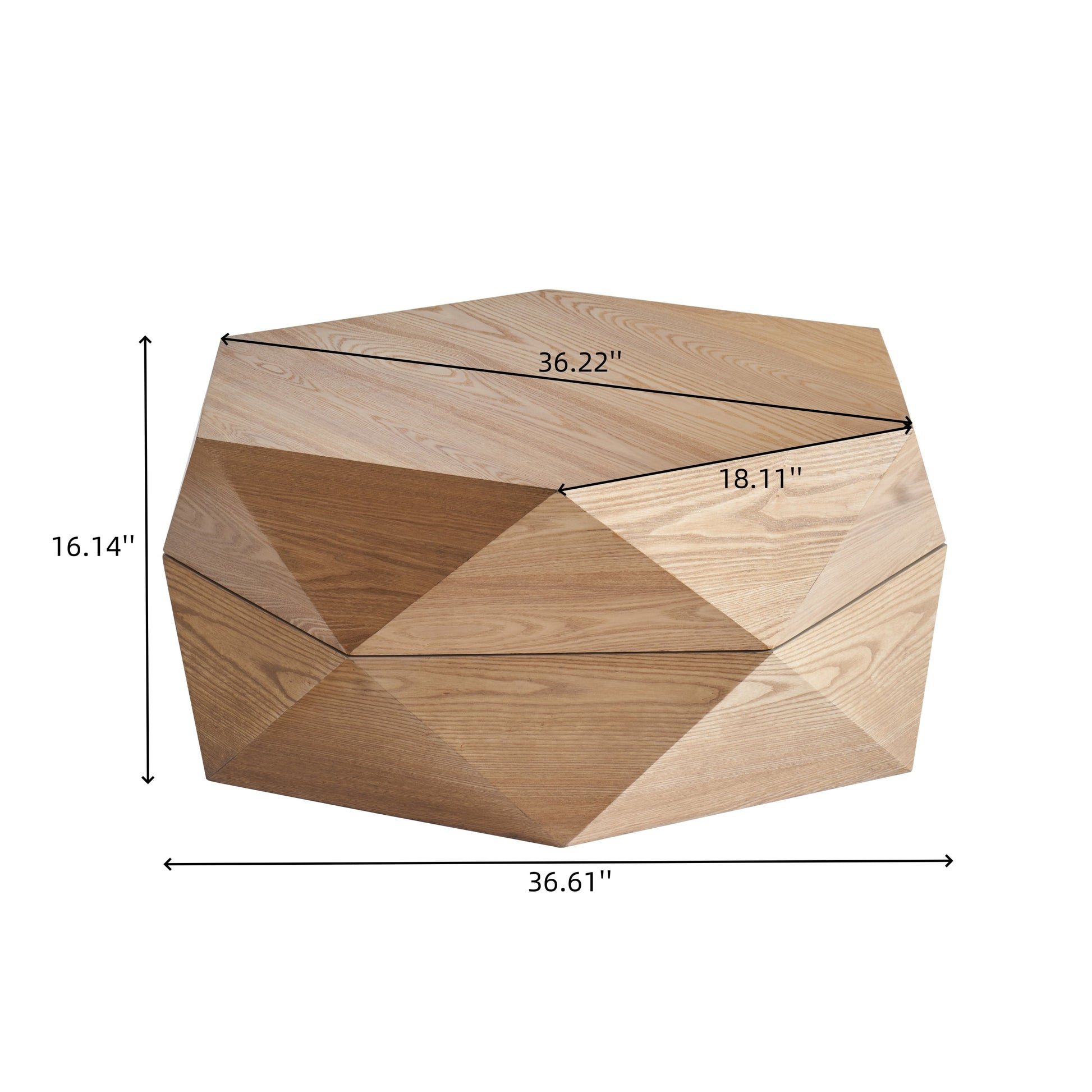 36.61in Retro Style Polygon Flip Top Coffee Table by HouseOfZazla in natural wood finish on Tampa Home & Garden Store