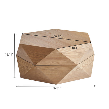 36.61in Retro Style Polygon Flip Top Coffee Table by HouseOfZazla in natural wood finish on Tampa Home & Garden Store