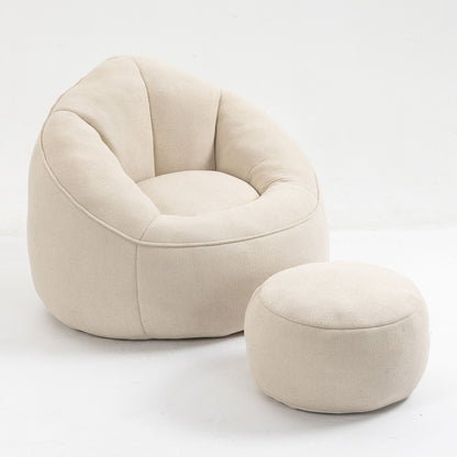 Cozy Bean Bag Chair With Foam and Footrest