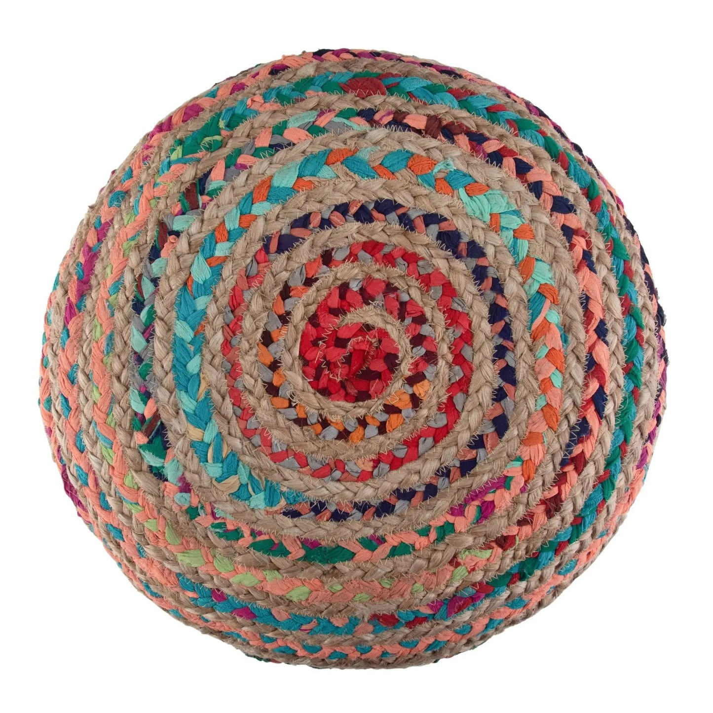 Margo Handcrafted Round Pouf, braided natural fiber accent by Unique Piece Furniture on Tampa Home & Garden Store