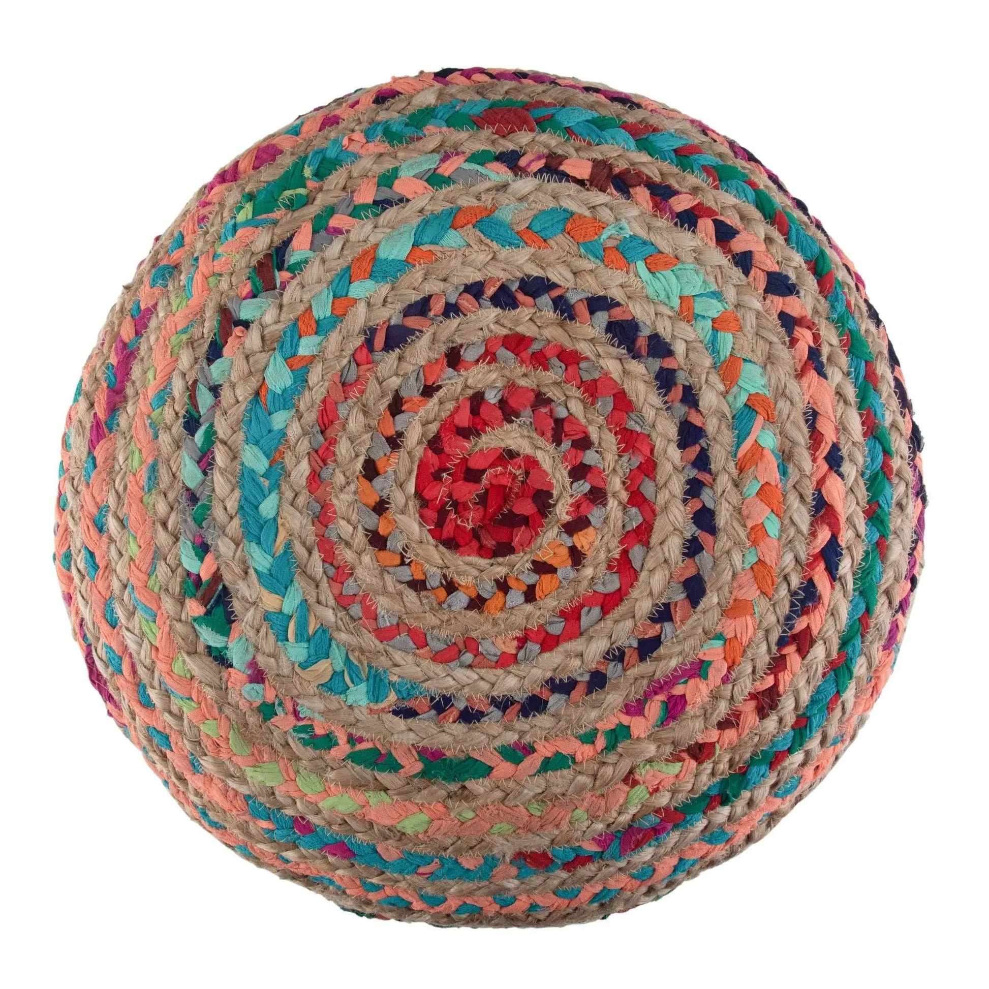 Margo Handcrafted Round Pouf, braided natural fiber accent by Unique Piece Furniture on Tampa Home & Garden Store