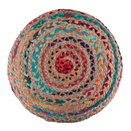 Margo Handcrafted Round Pouf, braided natural fiber accent by Unique Piece Furniture on Tampa Home & Garden Store