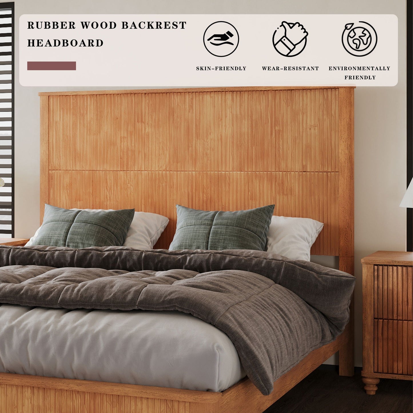 Solid Wood Platform Bed and the Tall Headboard