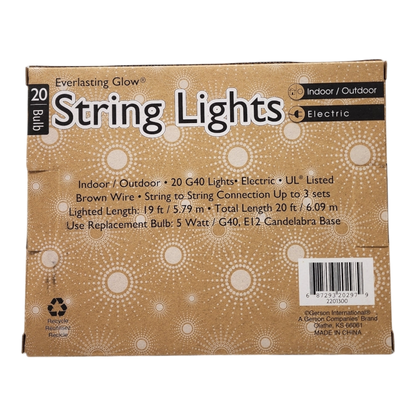 Juego de luces para patio: 20 bombillas G40 con cable marrón