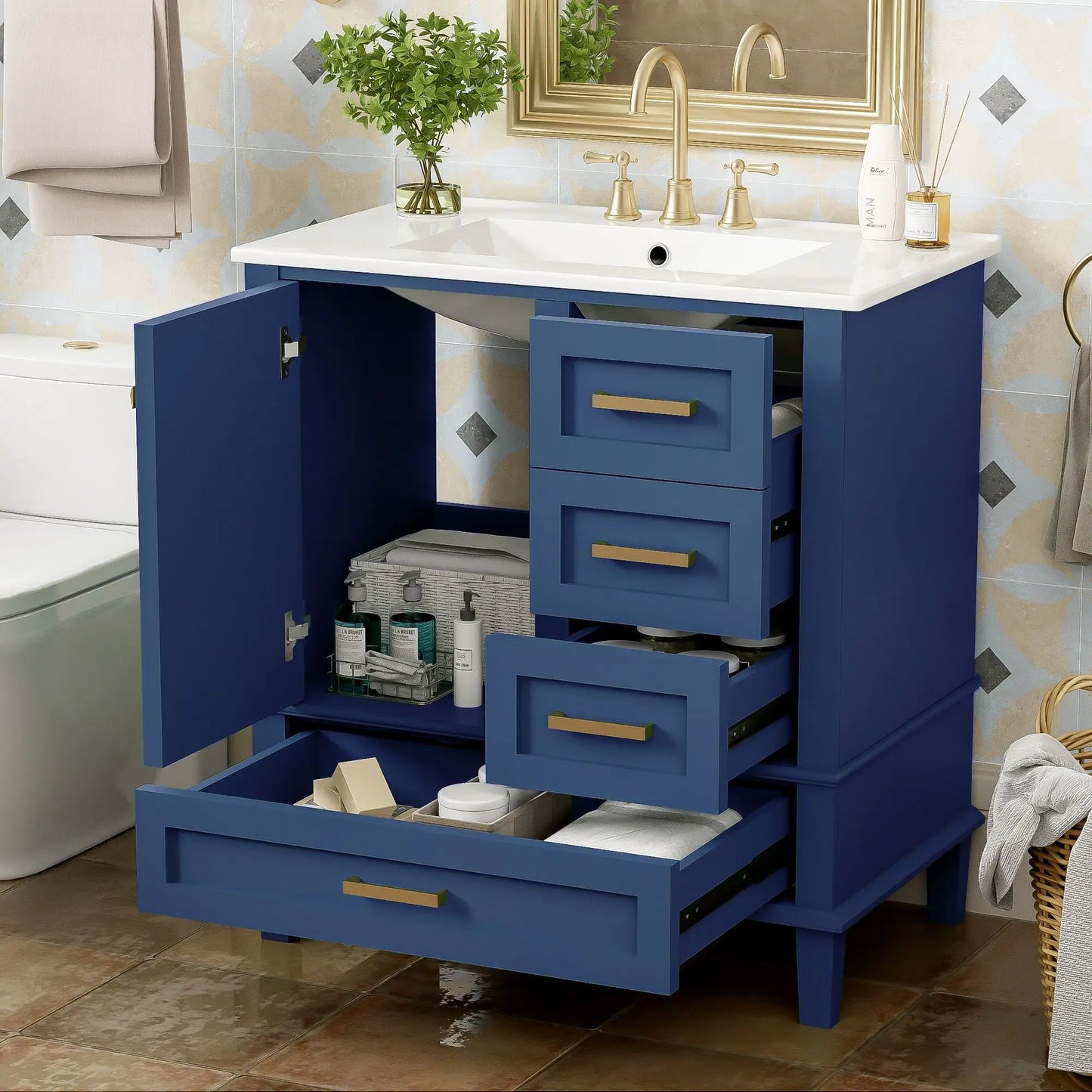 Bathroom Vanity With Sink Solid Wood Cabinet